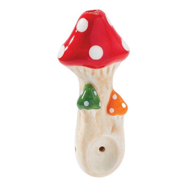 wacky bowlz tri mushroom ceramic pipe - shell shock
